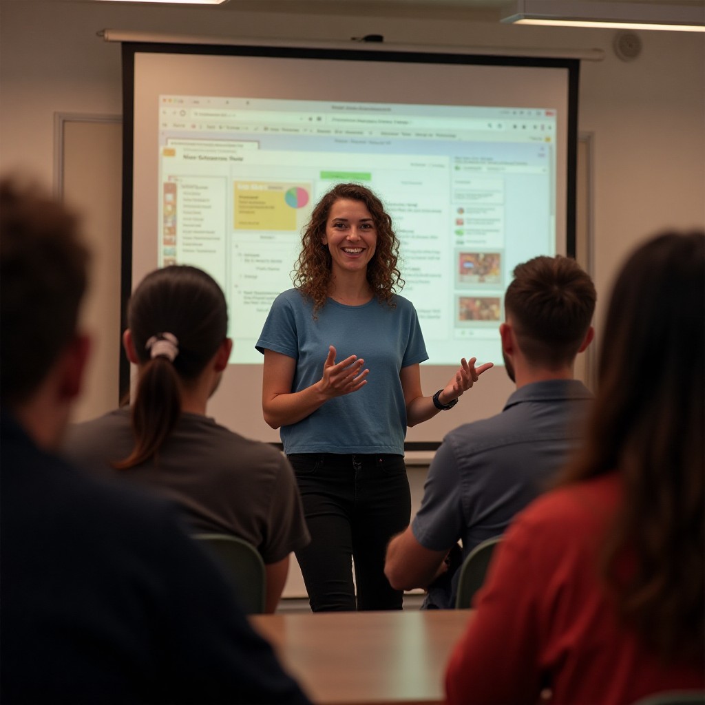 person presenting to a small group